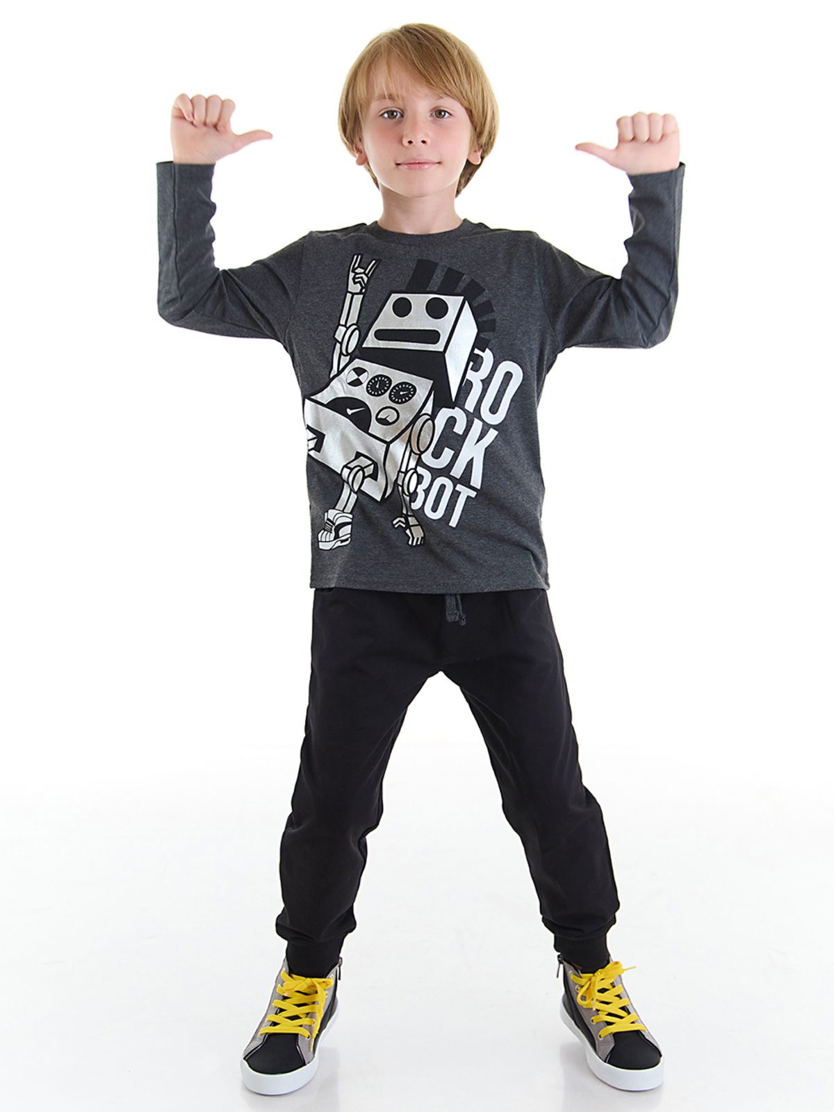 MSHB&G Rock Robot Erkek Çocuk T-shirt Pantolon Takım