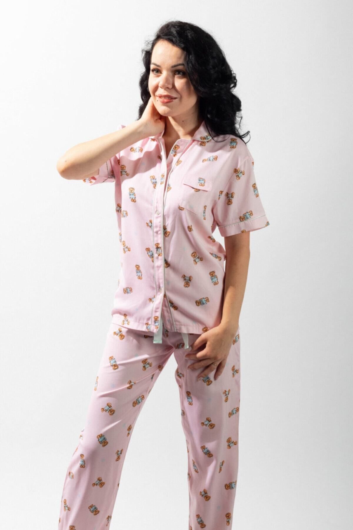Katia & Bony Teddy Bear Düğmeli Kadın Pijama Takım - Mıx