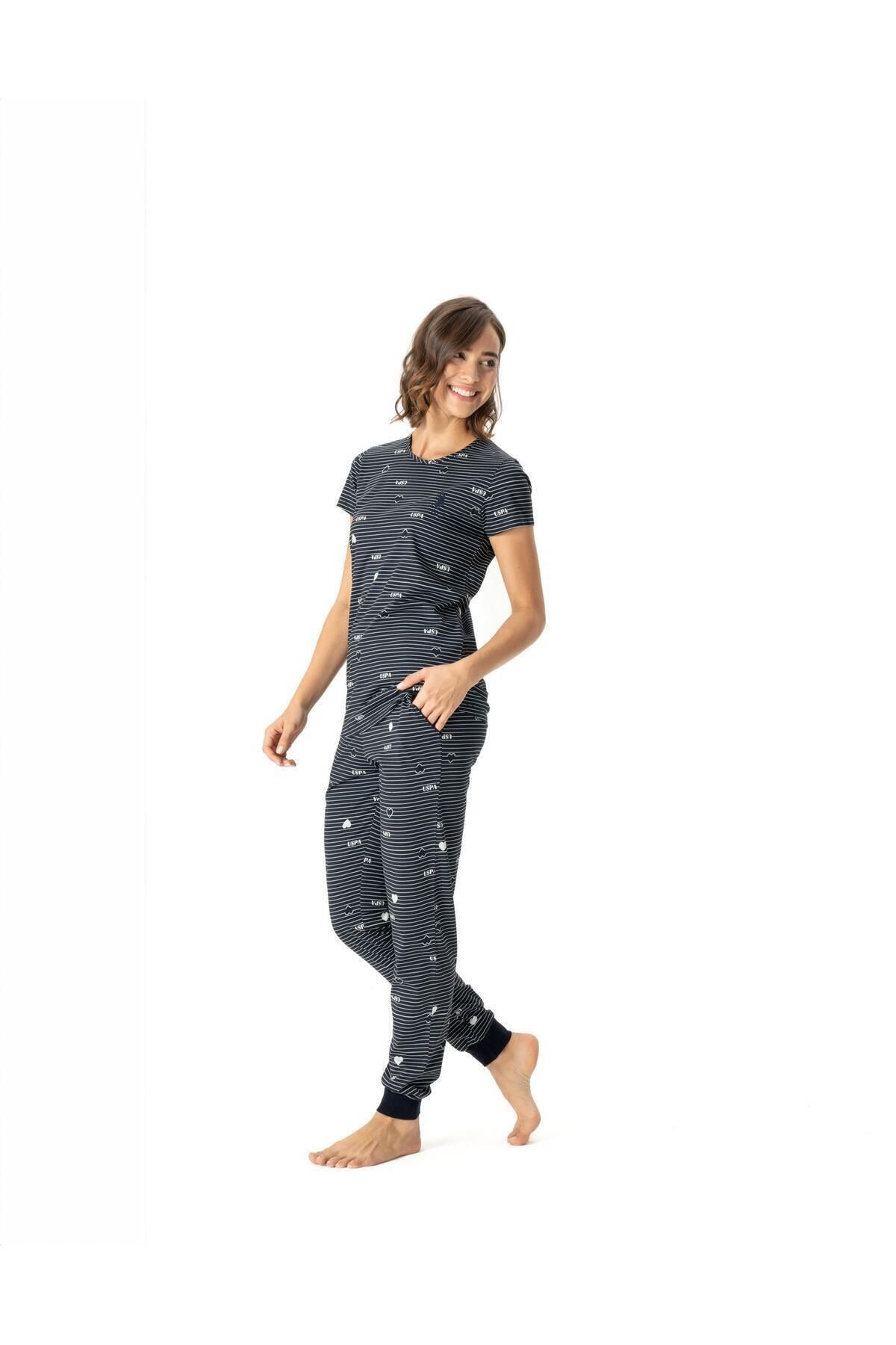 U.S. Polo Assn. U.S. Polo Assn. Kadın %100 Pamuklu Lacivert Pijama Takımı