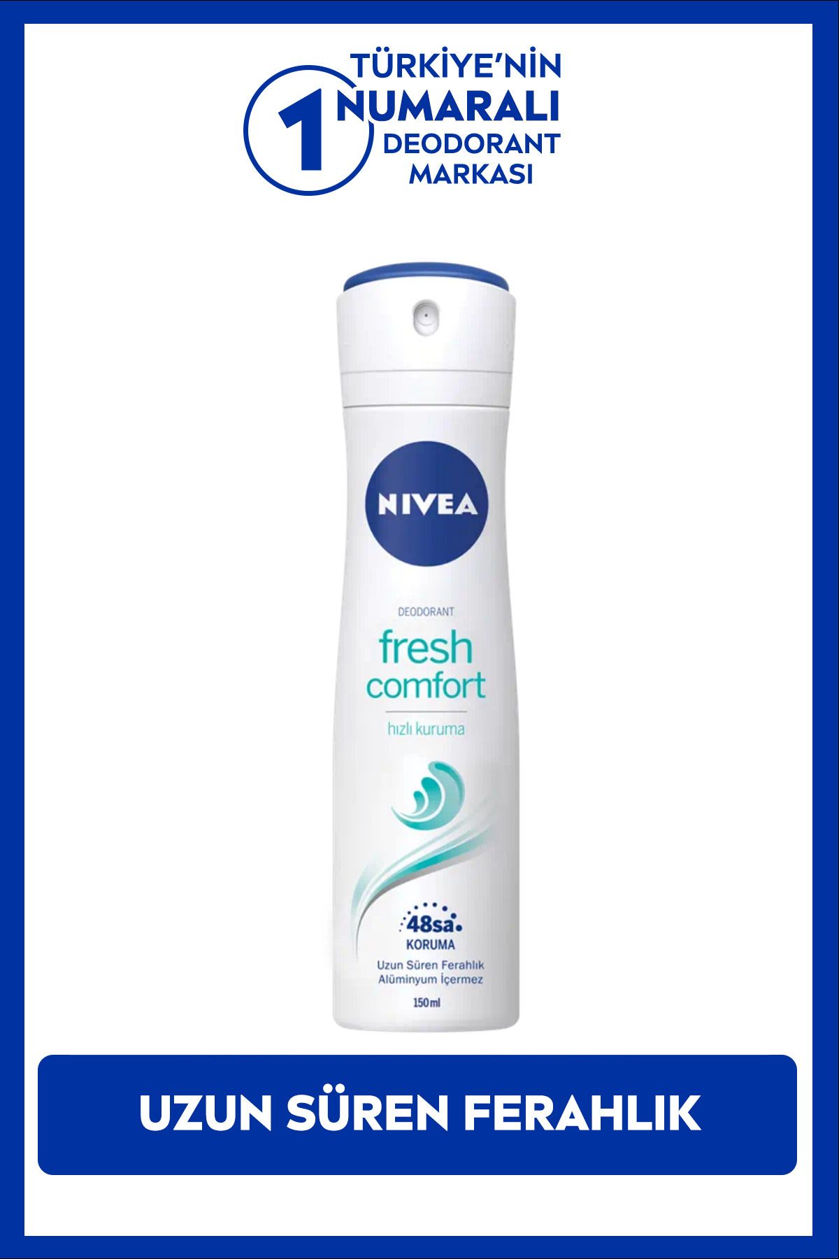 NIVEA Kadın Sprey Deodorant Fresh Comfort 150ml, Ter Kokusuna Karşı 48 Saat Koruma, Gün Boyu Ferahlık