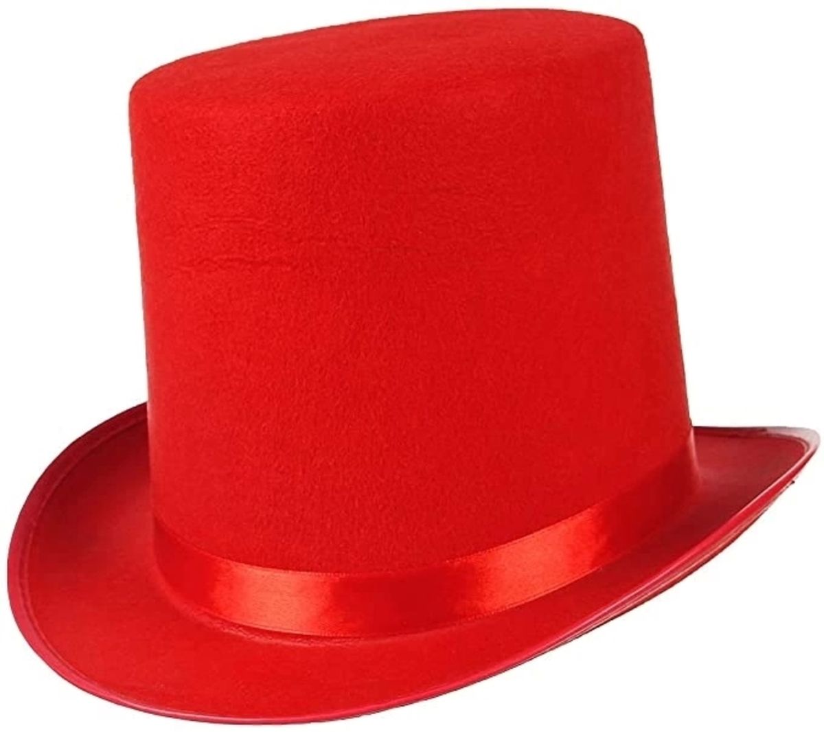 Genel Markalar Yetişkinler İçin Kırmızı Renk Ringmaster Sihirbaz Şapkası Fötr Şapka 15 cm