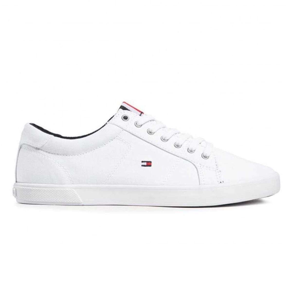 Tommy Hilfiger Erkek Marka Logolu Vulkanize Kauçuk Ve Doğal Kauçuk Dış Tabanlı Tabanda Imza Detayı Beyaz Sneaker Fm