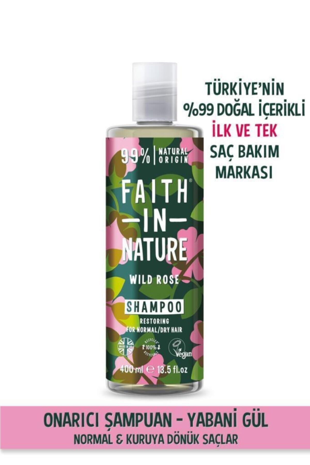 Faith In Nature %99 Doğal Onarıcı Şampuan Yabani Gül Normal&Kuruya Dönük Saçlar İçin