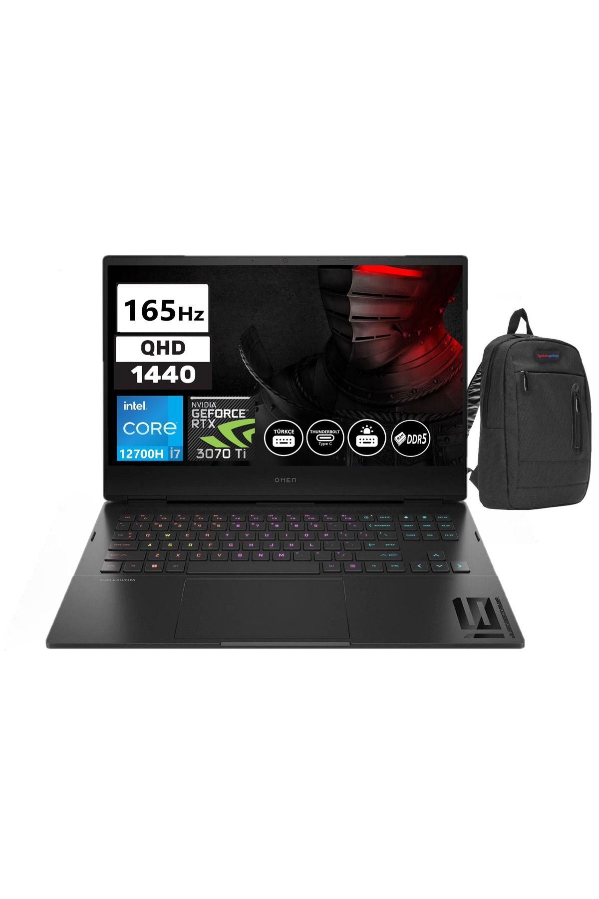 HP Omen 16-K0008NT I7 12700H 32GB 512GB SSD 8gb RTX3070Tİ 16.1" Qhd 165HZ FDOS OM7H8Z5EAW04+ZETTAÇANTA