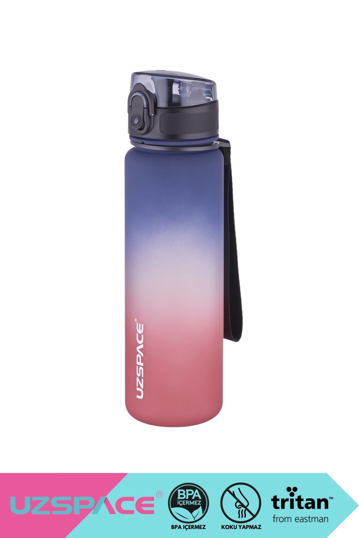Uzspace 500ml Yeni Koleksiyon Çift Renkli Sızdırmaz BPA İçermez Kilitlenebilir Kapaklı Tritan Su Matarası
