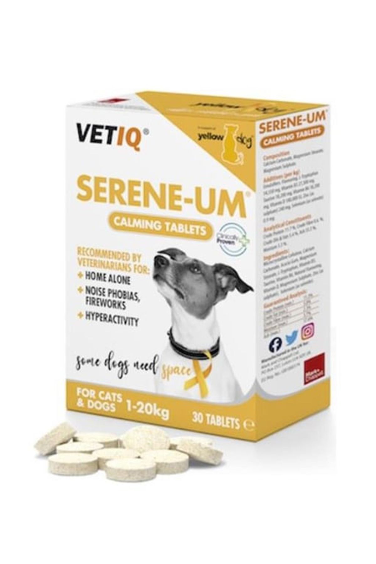 Vetiq Serene-UM Calming tablets 1-20 kg Arası Kedi ve Köpekler İçin Sakinleştirici Tablet 30 adet