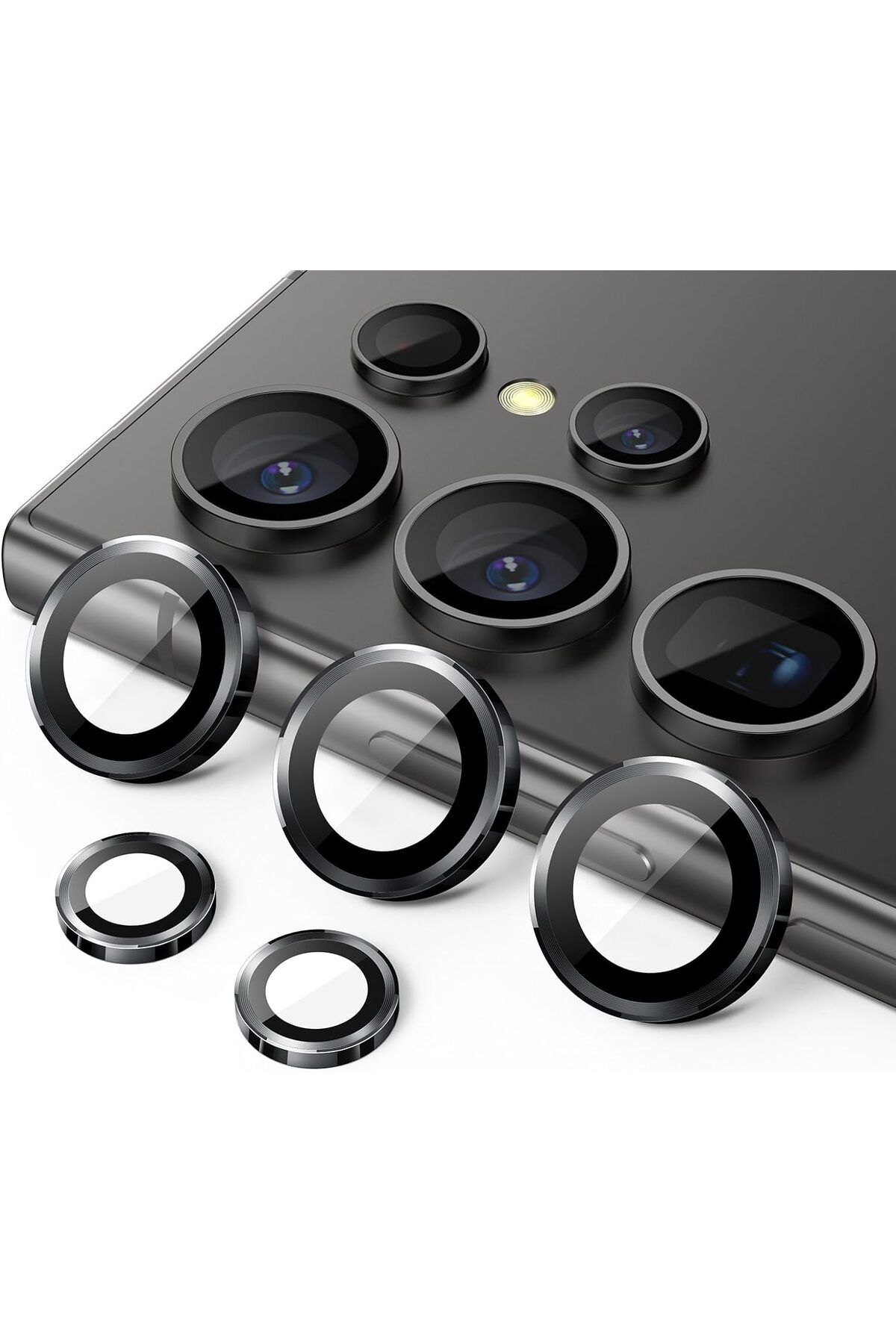 Rivor Samsung Galaxy S24 Ultra Uyumlu Kamera Lens Koruyucu Temperli Cam Kamera Koruyucu Metal 5 li Set