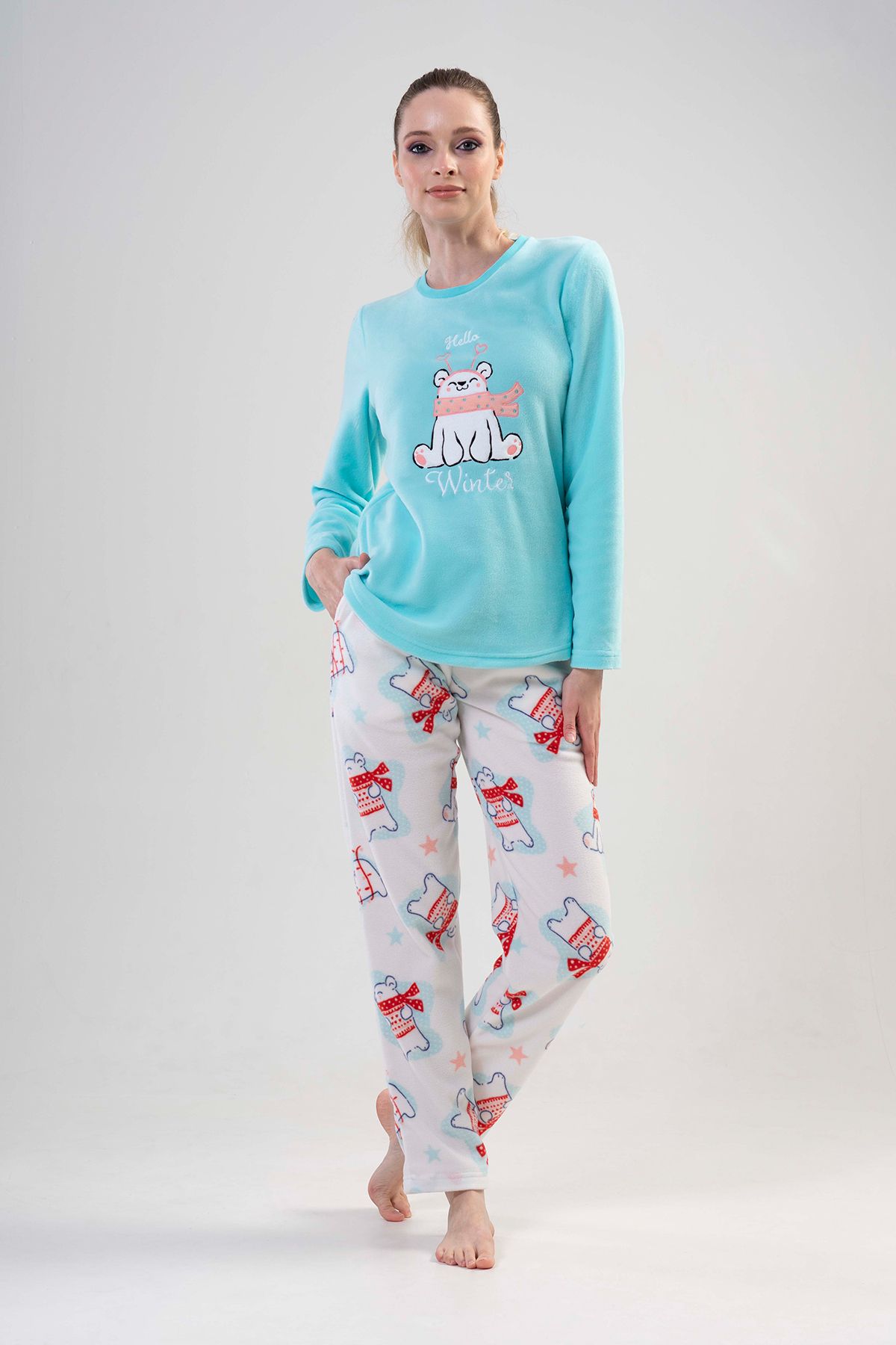 Kompedan Kadın Uzun Kol Polar Pijama Takımı | Kompedan Aw22 Vnt. 2030400