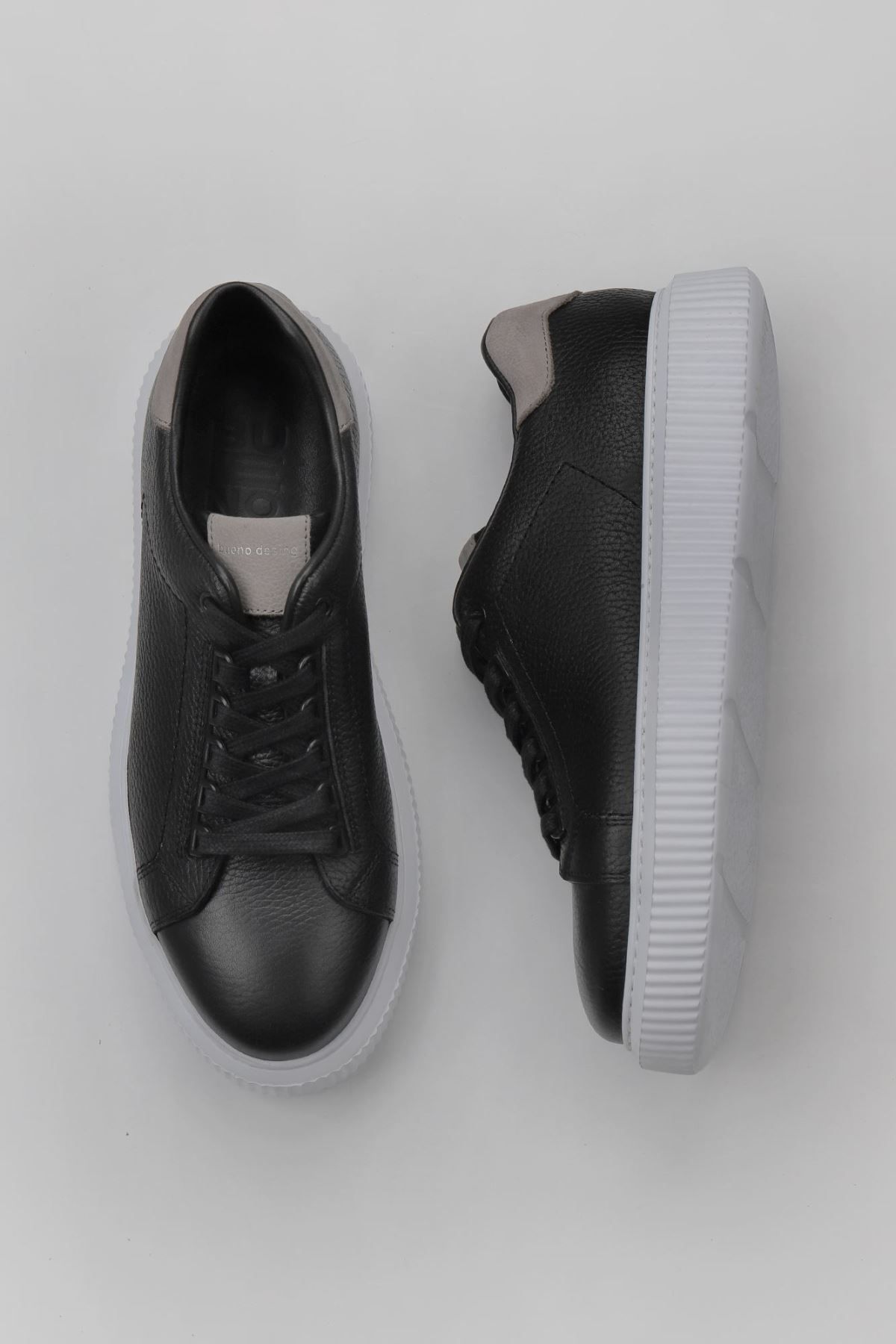 Bueno Shoes Siyah Flt Deri-gri Süet Erkek Spor Ayakkabı