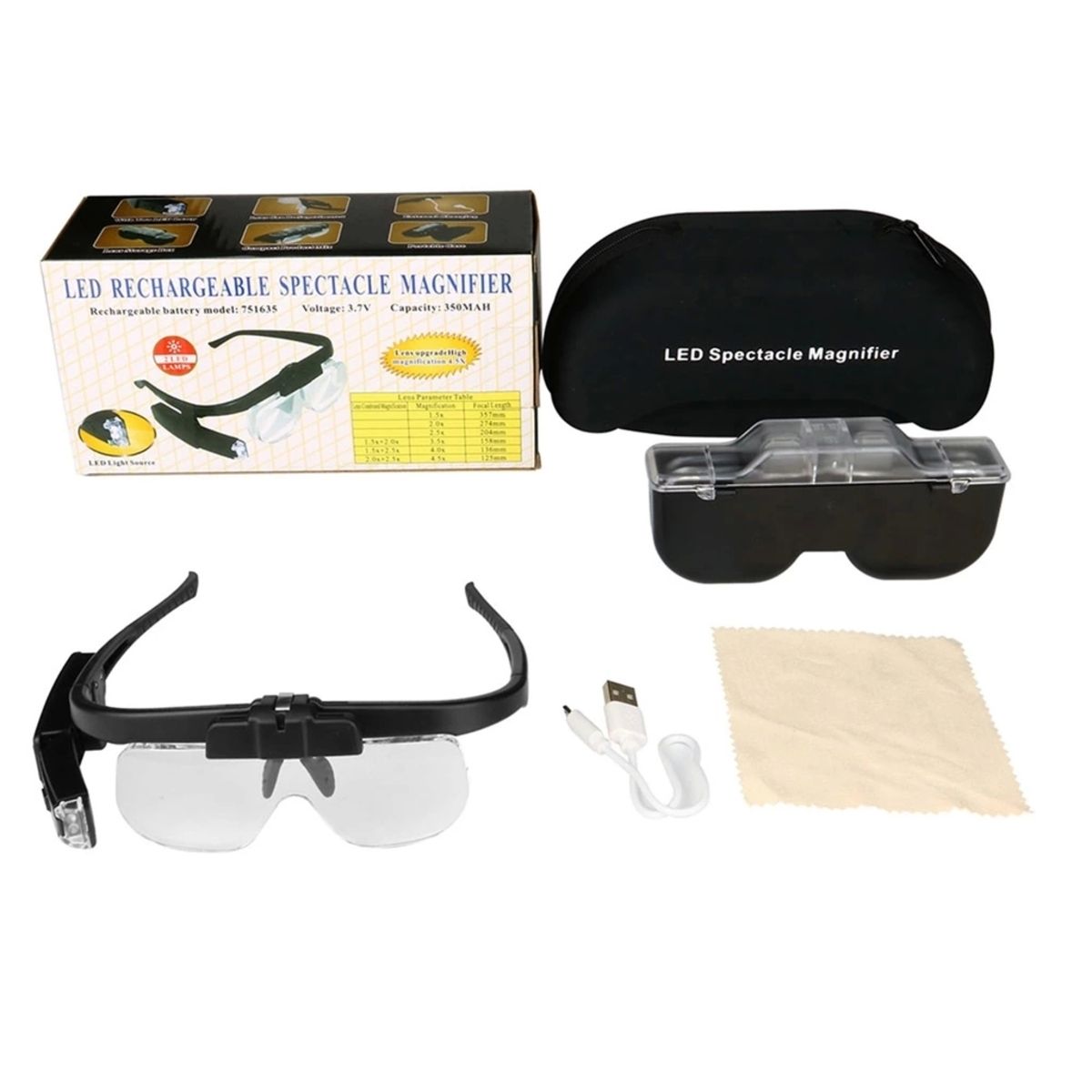 Genel Markalar Nikula-şarjlı Gözlük Tip Büyüteç Mercek Lup Lensleriyle Taşıma Çantalı 11642dc (Lisinya)