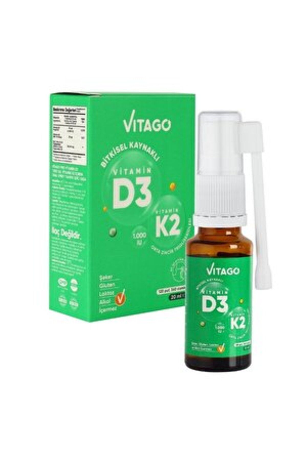 Vitago D3 Vitamini, K2 Vitamini İçeren Sprey 20 ml ( 2 ADET )