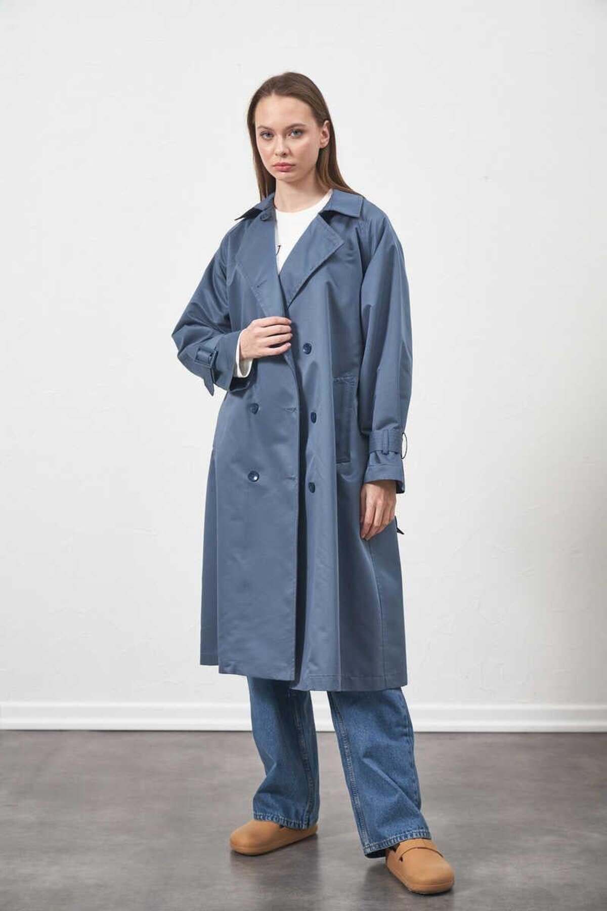 Mevra Tokalı Oversize Trenchcoat  İndigo