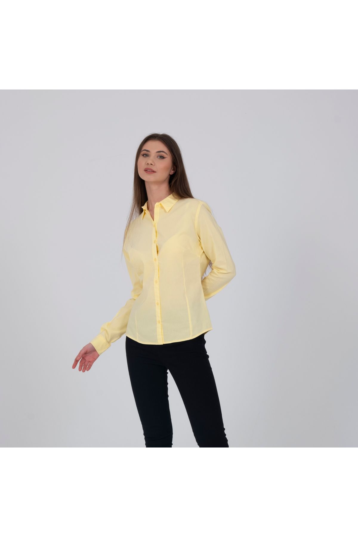Collezione COLLEZİONE Düz Yakalı  Basic Gömlek Açık Sarı
