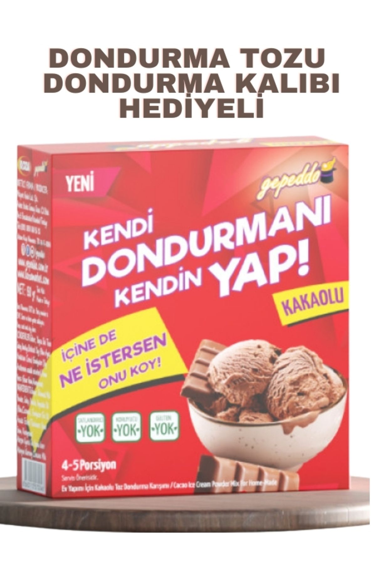HEPSİ ANADOLU Ev Yapımı Çikolatalı Dondurma Tozu-Dondurma Kalıbı Hediyeli 6'lı