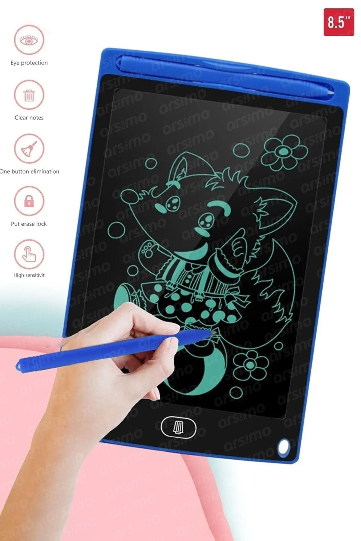 Arsimo 8.5 inç Kalemli Dijital Çizim Tableti Yazı Tahtası | Grafik Not Yazma Eğitiim Tablet