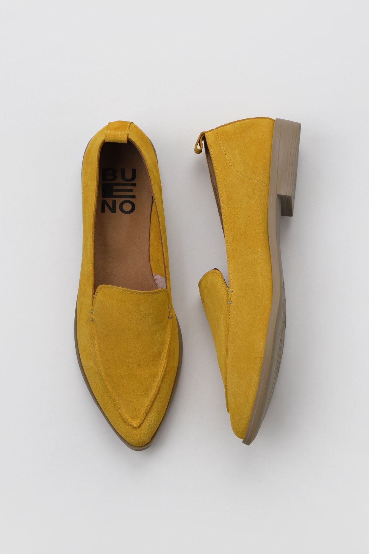 Bueno Shoes Sarı Süet Kadın Az Topuklu Ayakkabı