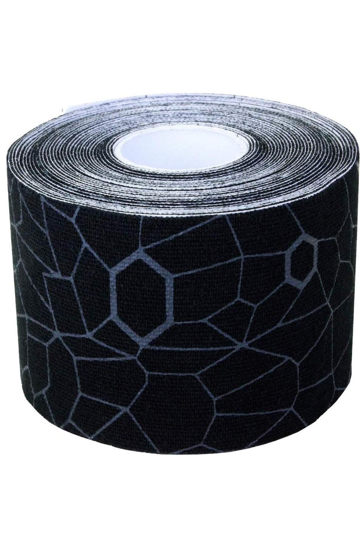 Theraband Kinesiology Tape Sporcu Bandı Ağrı Bandı 5cm x 5mt Siyah Zeminde Gri Çizgili