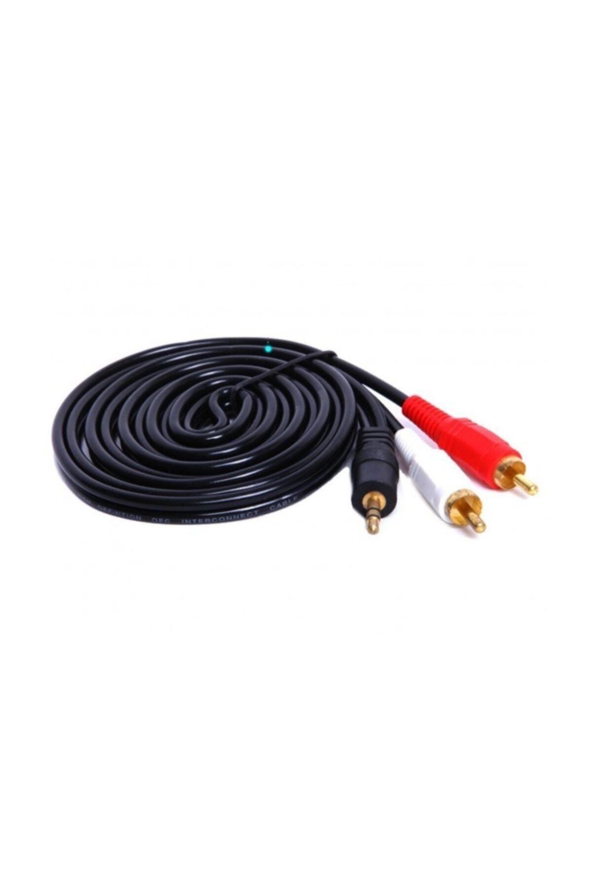 Powermaster 3.5mm Stereo To 2 Rca Kablosu Aux Tos Ses 1.5 Metre Sound Audıo Erkek Ara Kulaklık Standart