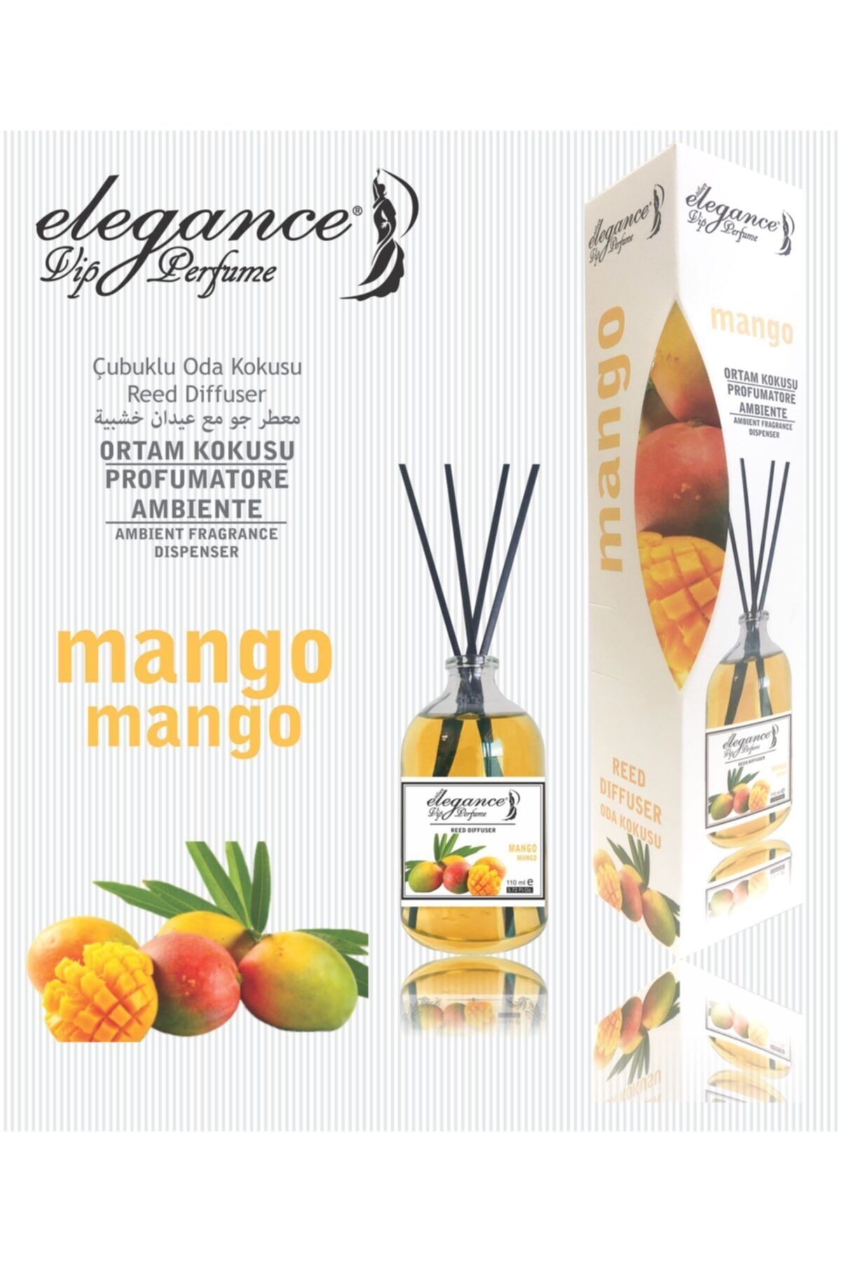Elegance vip Perfume Mango Reed Diffuser Bambu Çubuklu Oda Kokusu. (110 Ml)