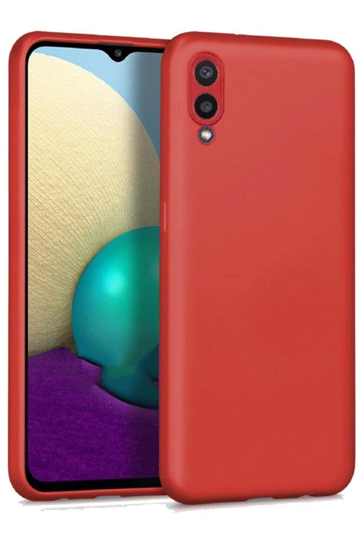 Samsung Galaxy A02 Soft Yüzeyli Yıkanabilir Kırmızı Renkli Arka Kapak