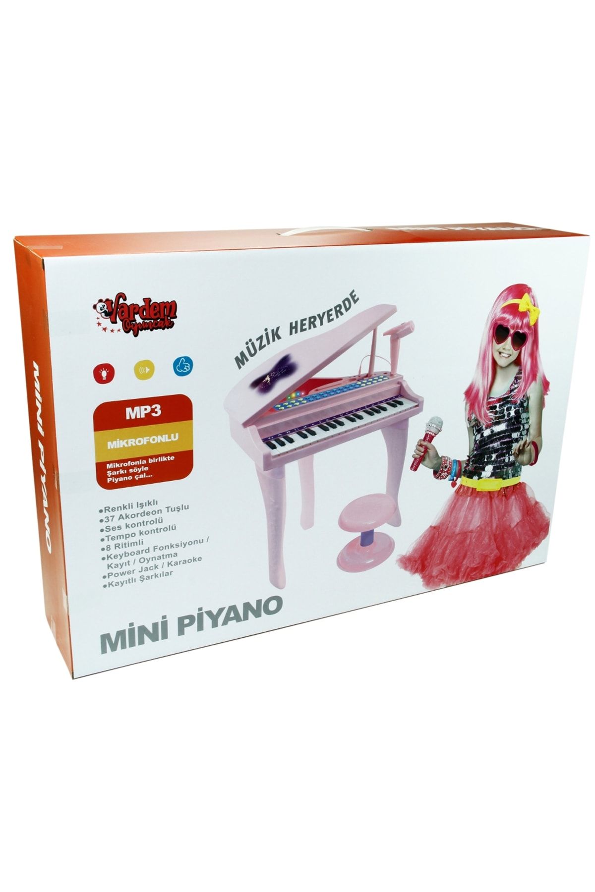 Vardem Çocuk Piyano 37 Tuşlu Mini Piano Mikrofonlu Ve Tabureli