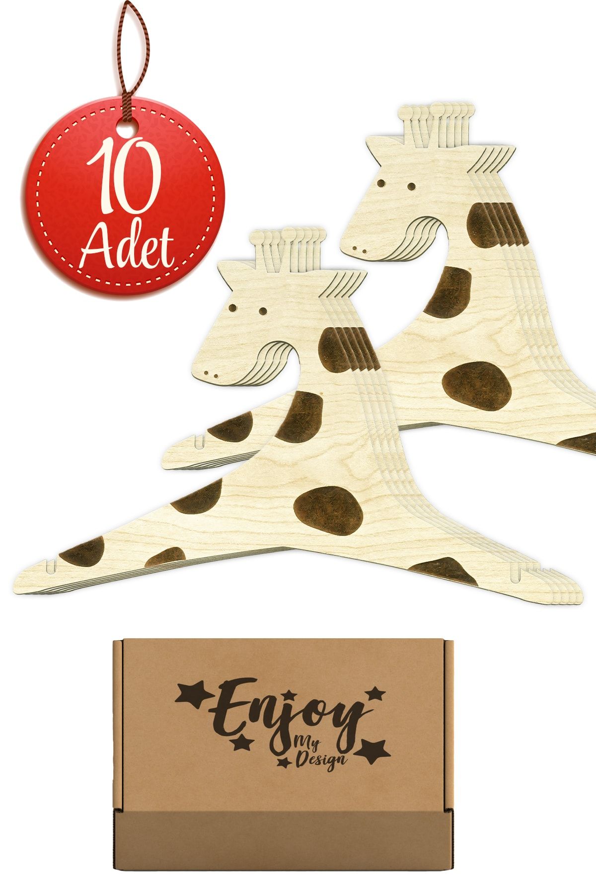 Enjoymydesign Ahşap Zürafa Bebek Elbise Askısı 10'lu Set