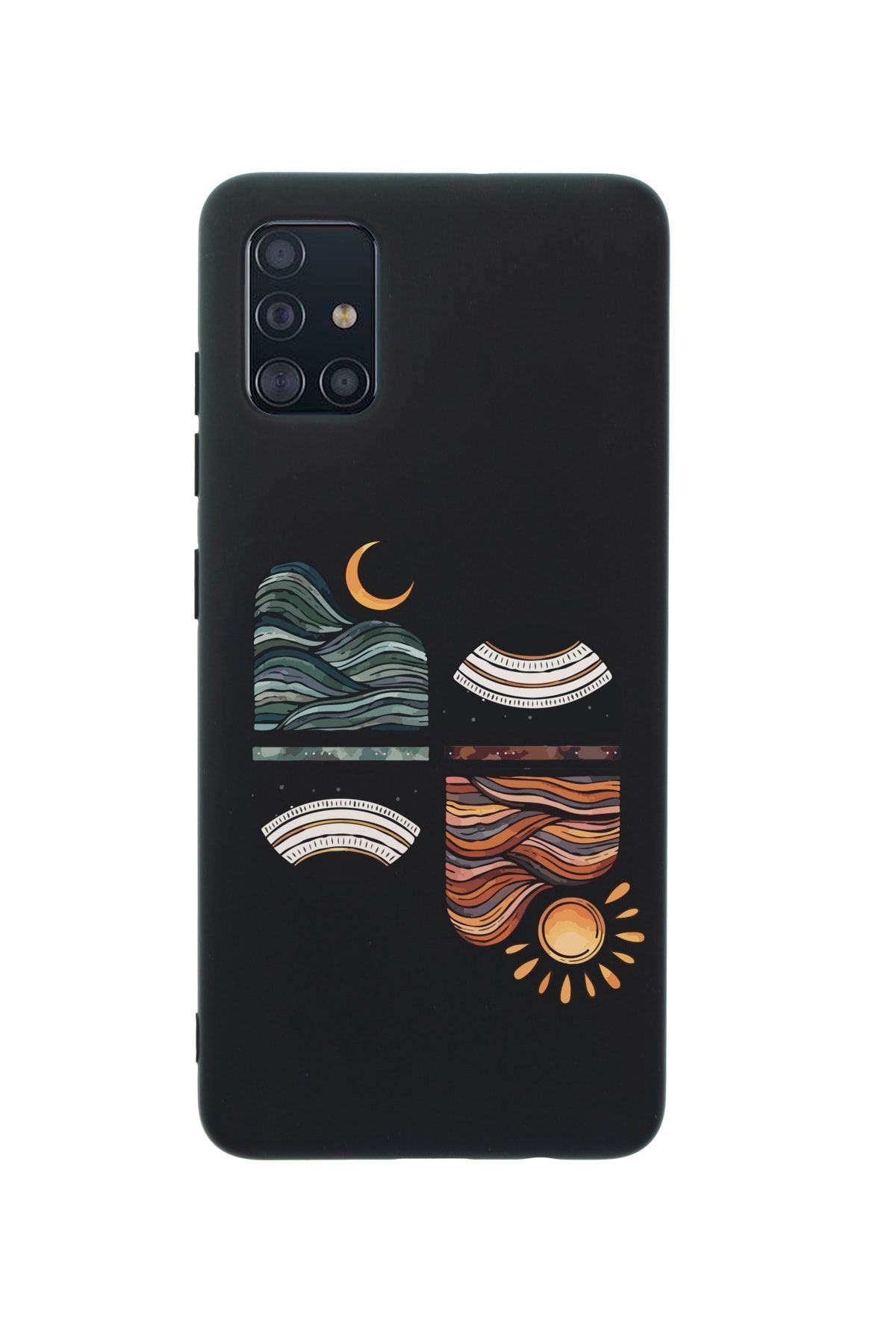 mooodcase Samsung A51 Uyumlu Sunset Wave Premium Silikonlu Siyah Telefon Kılıfı MCSAMA51LSNSTW