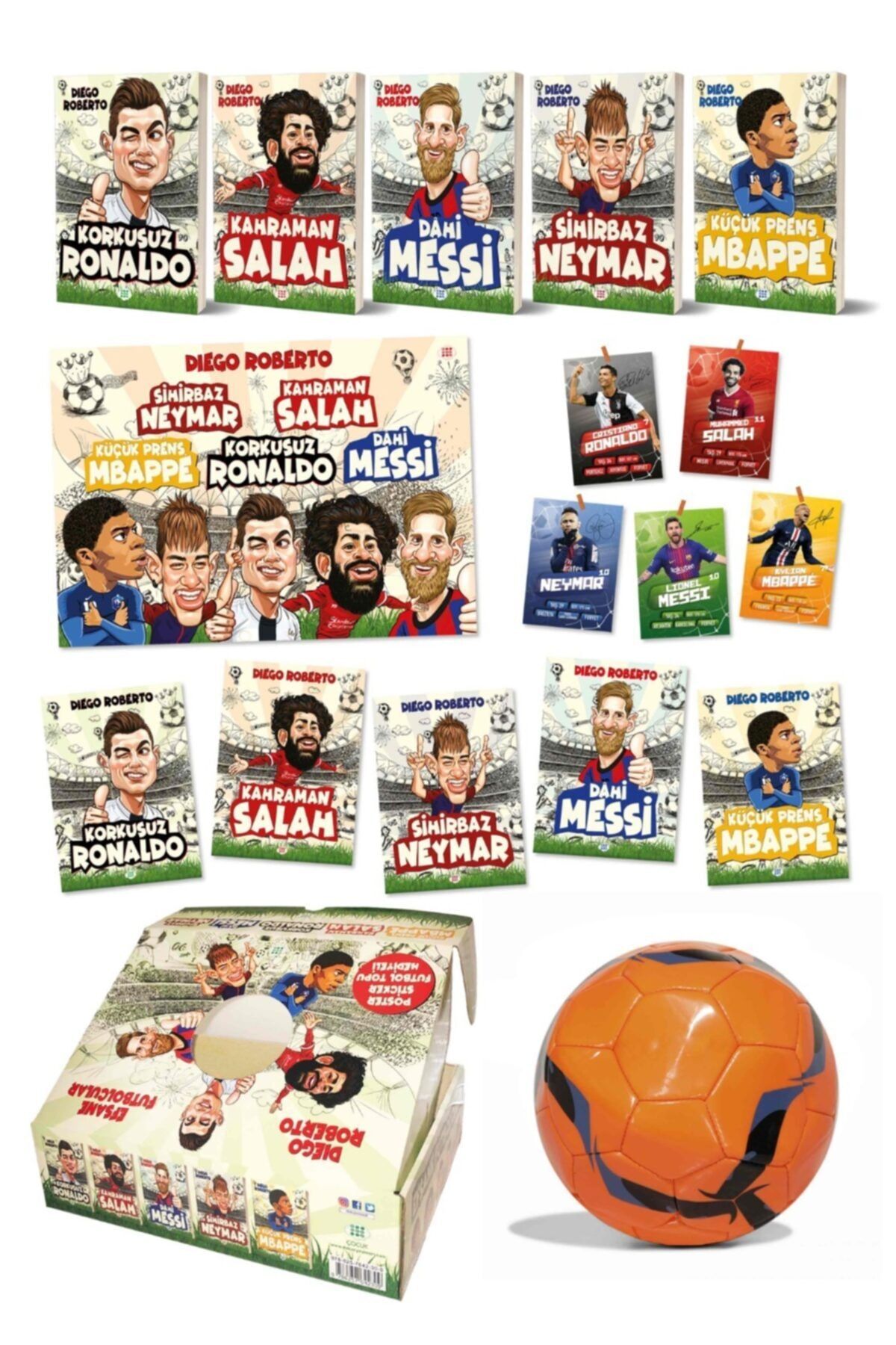 Dokuz Yayınları Efsane Futbolcular Neymar Salah Mbappe Ronaldo Messi Futbol Topu Hediyeli