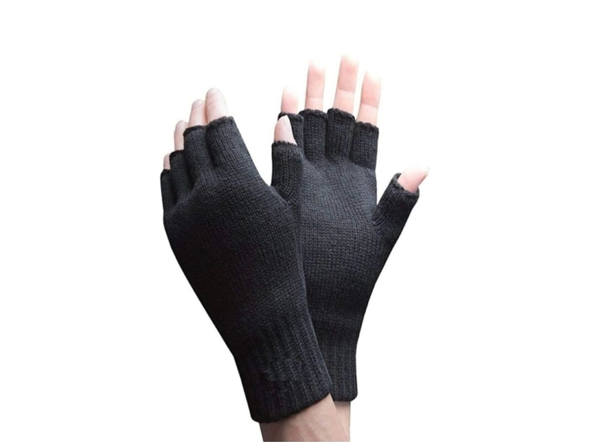 Genel Markalar Loomlux Yarım Parmak Kesik Siyah Eldiven Unisex 1 Çift Sıcak Tutan Yün Kışlık Kadın Erkek
