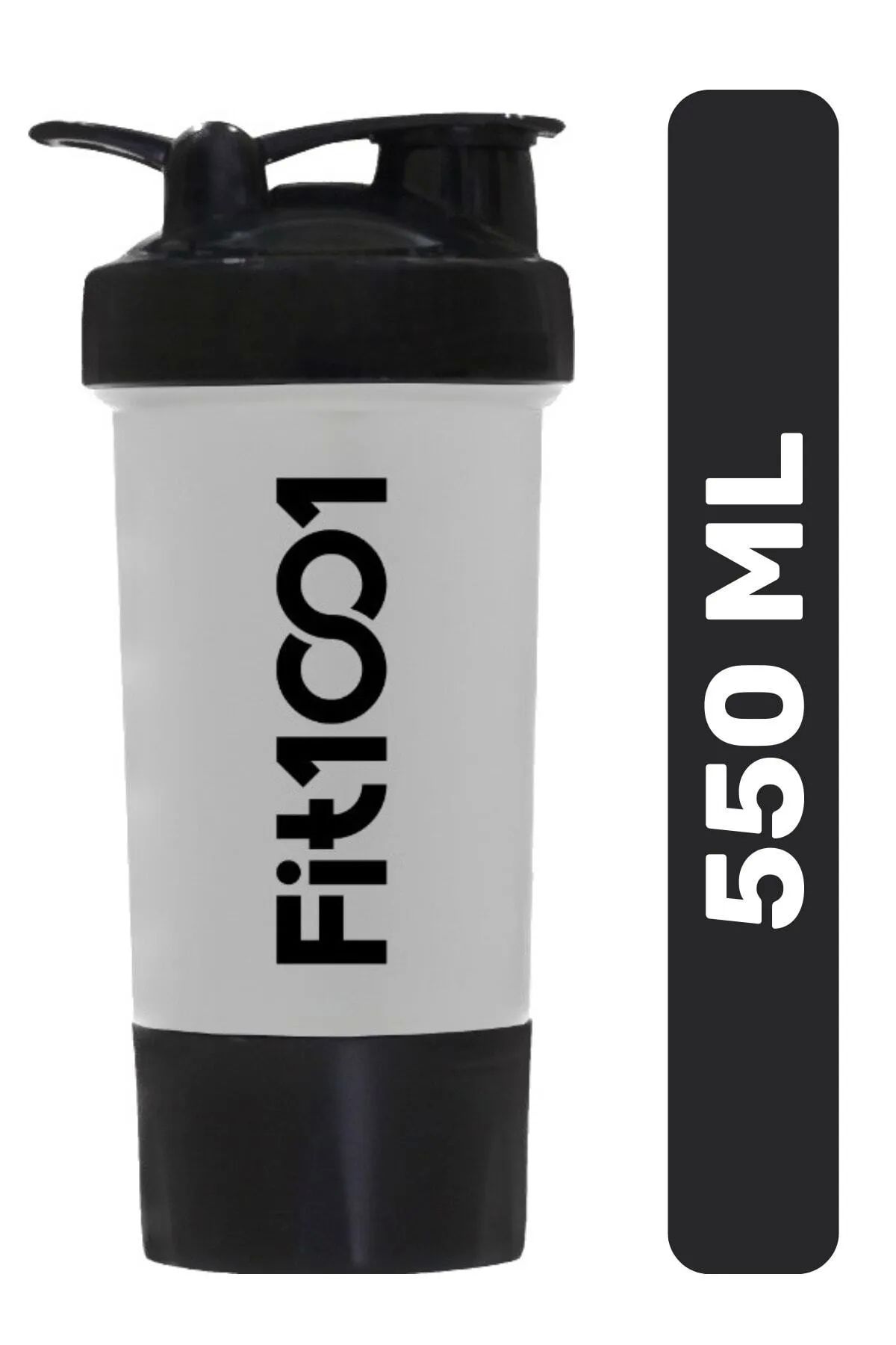 Fit1001 Premium Seri Pratik Tak Çıkar Kilit Sistemli Protein Shaker 550 ML Siyah