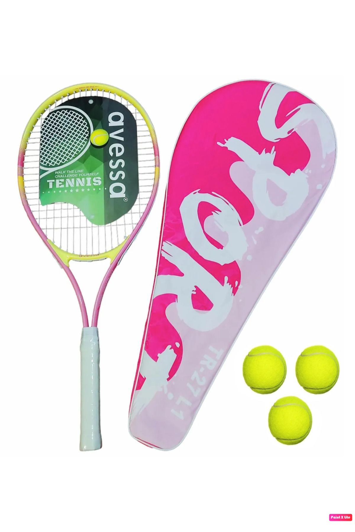 Avessa TR-27 Tenis Raket Set Her Yaş İçin Uygun Pembe 260 gr + 3 Tenis Topu