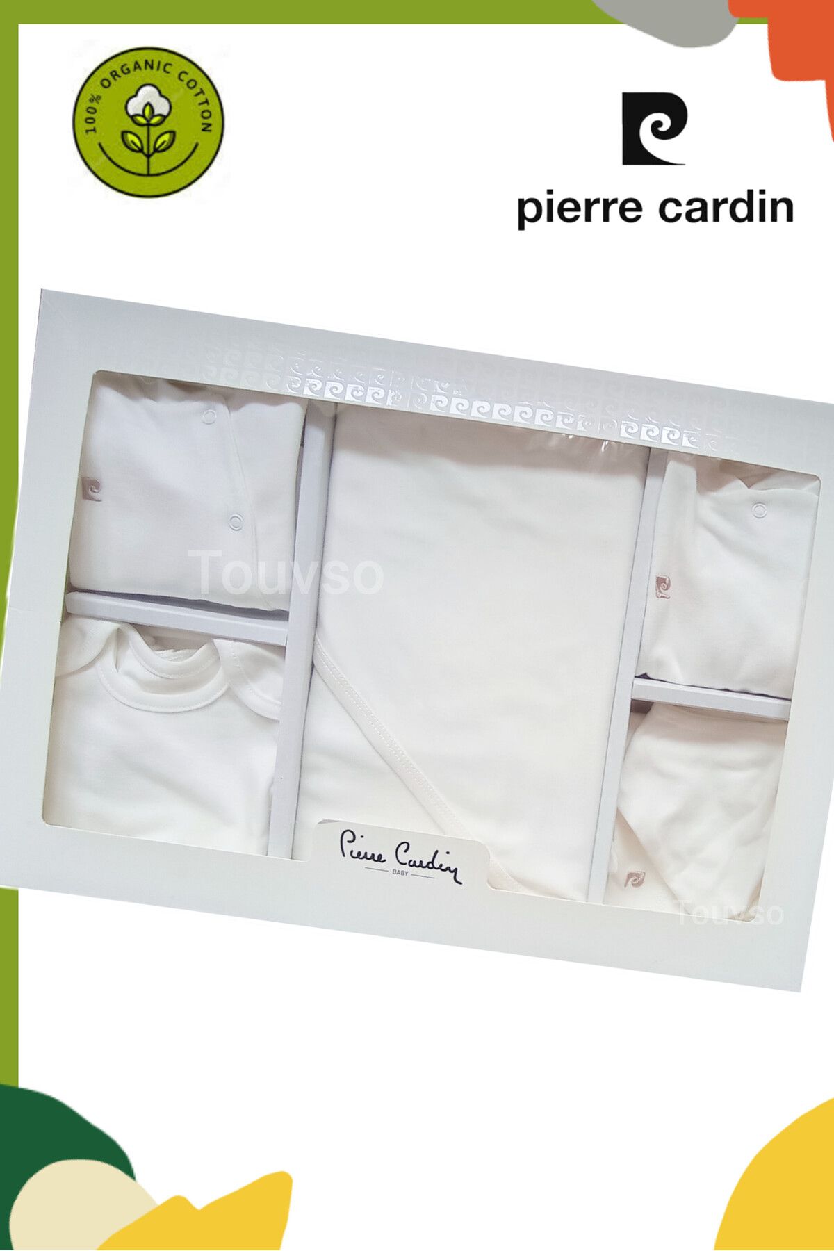Pierre Cardin %100 Organik 10'lu Düz Unisex Bebek Hastane Çıkış Seti, Yenidoğan Ortak Bebek Hediyelik Takım