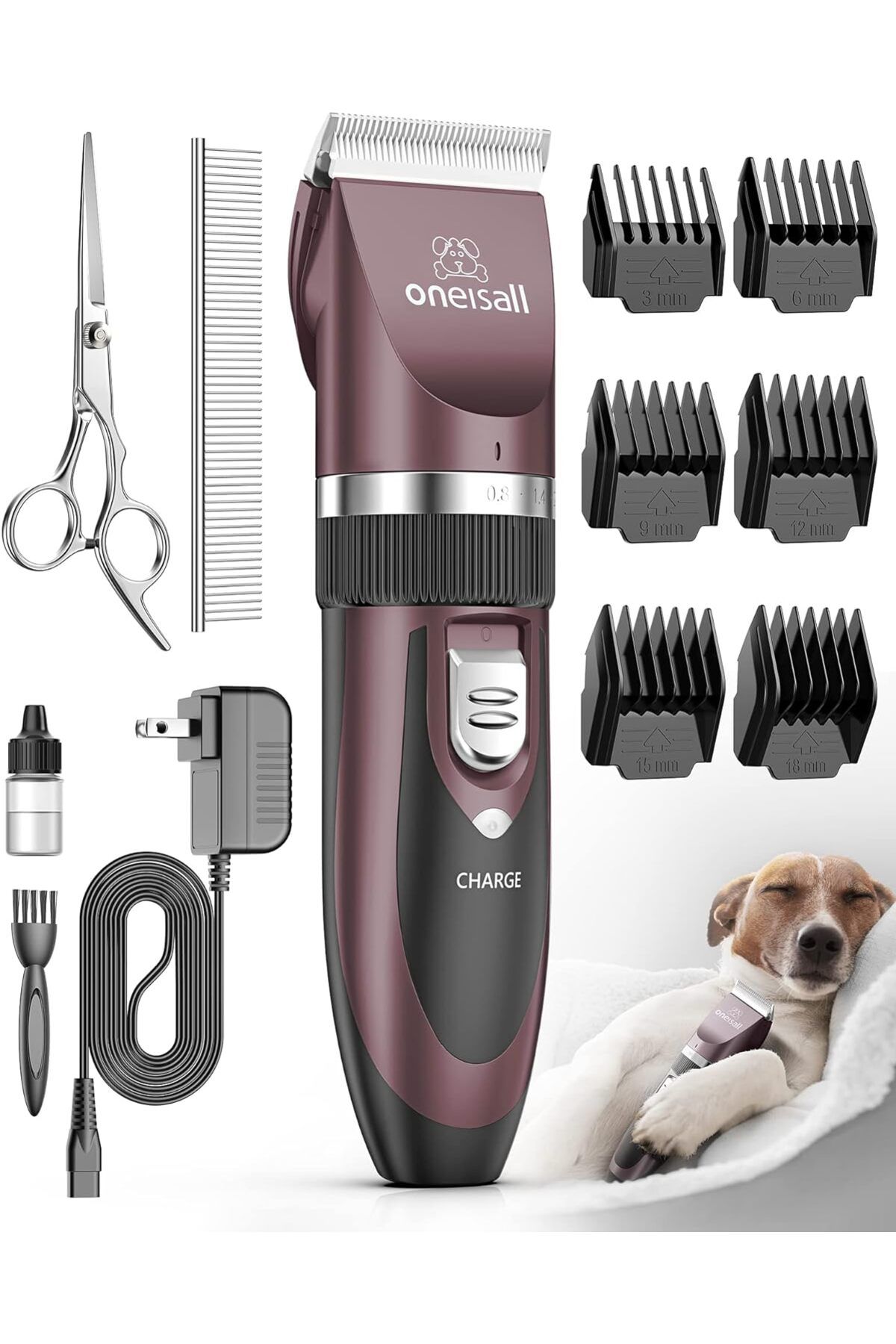 oneisall Sessiz kedi- köpek kesme makinesi profesyonel kablosuz saç kesme makinesi (pembe)