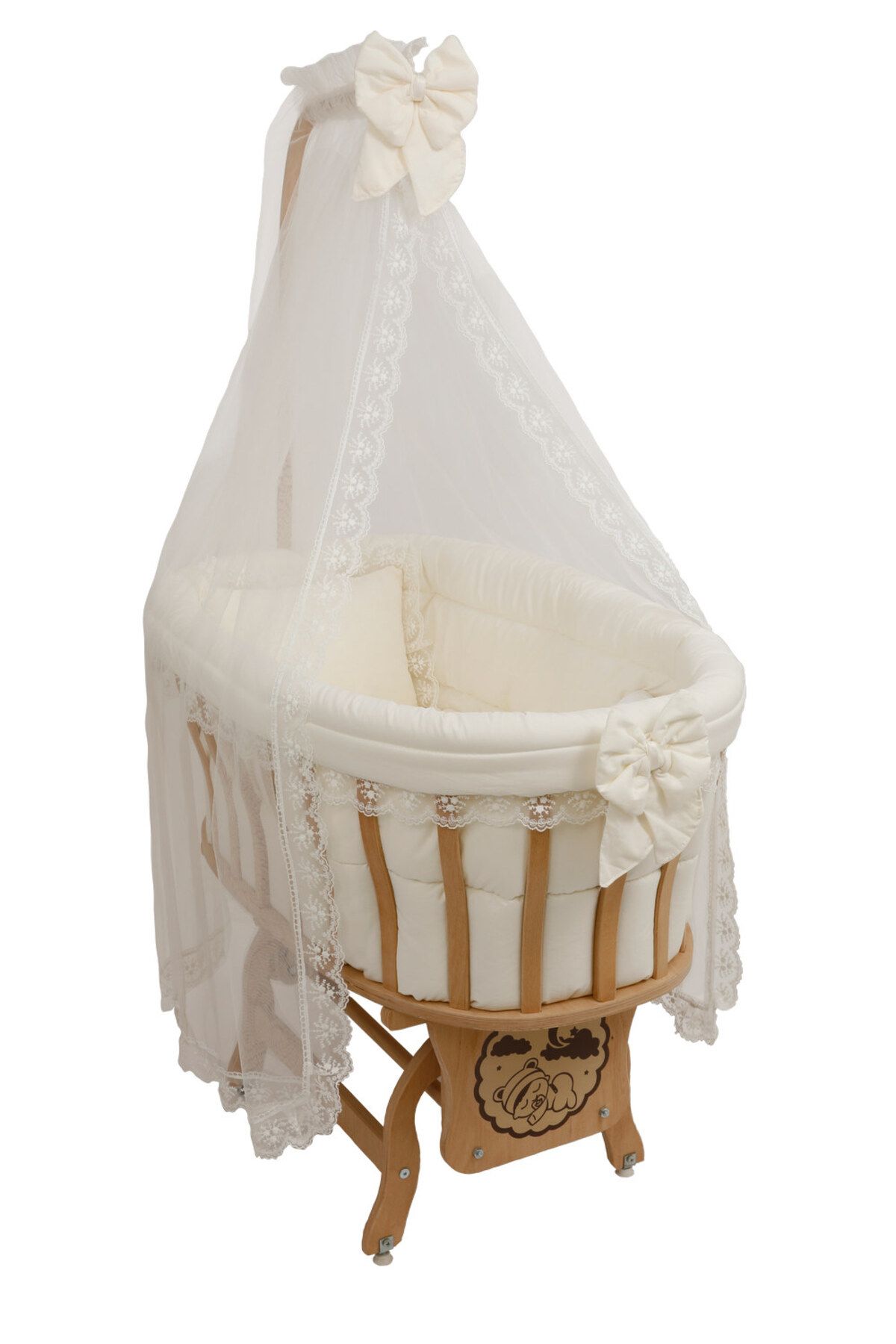 Bebekonfor Sepet Beşik Fransız Dantel Uyku Setli Bebek Besigi Uyku Seti Dahil (Yatak hediye)