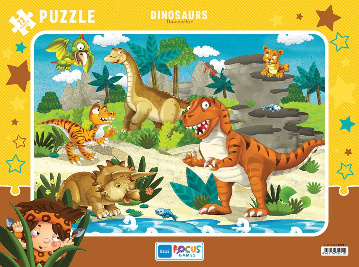Blue Focus 72 Parça Puzzle - Dinozorlar (DİNOSAURS)