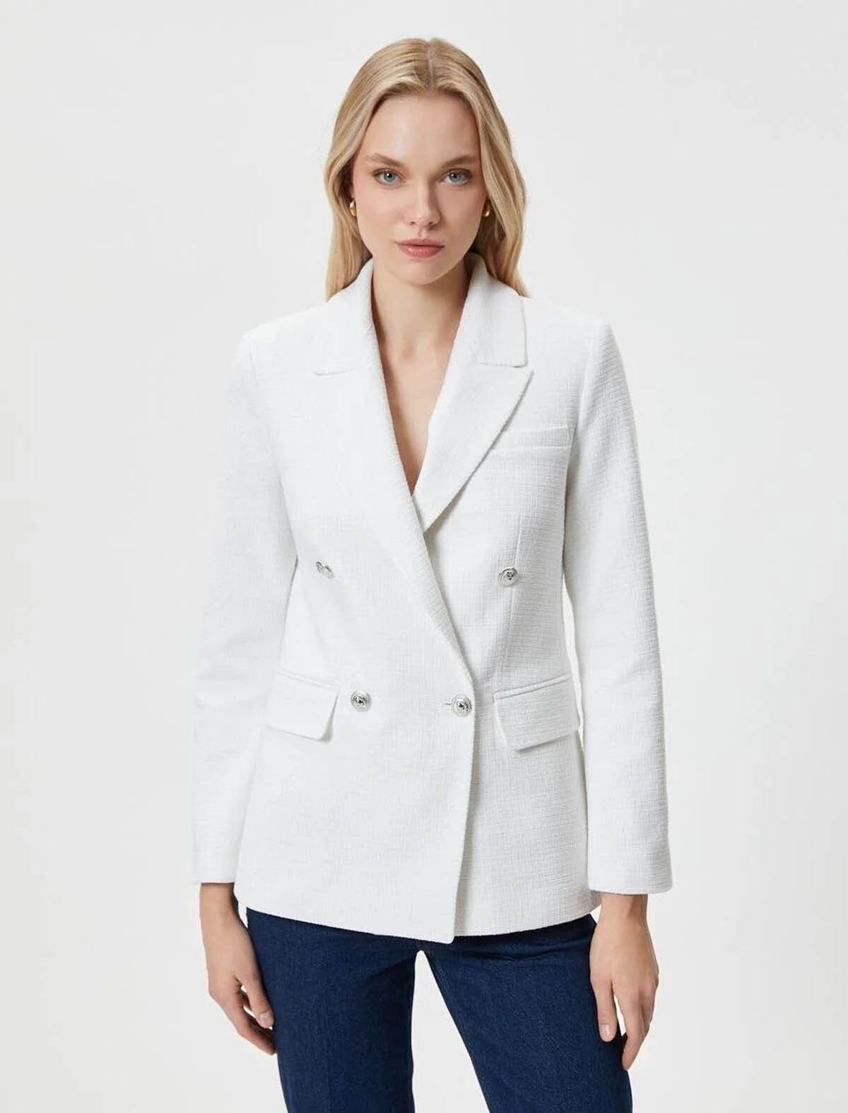Koton Kadın Blazer Ceket Beyaz 4sak50001ew