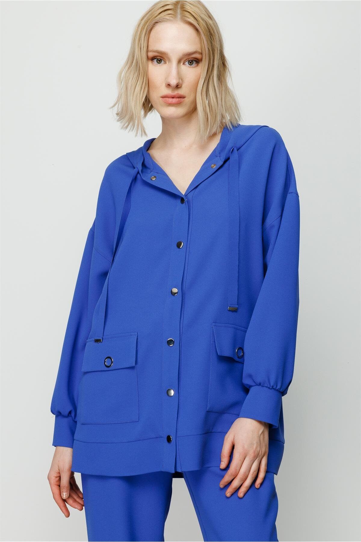 Moda İlgi Modailgi Kapüşonlu Tunik Mavi