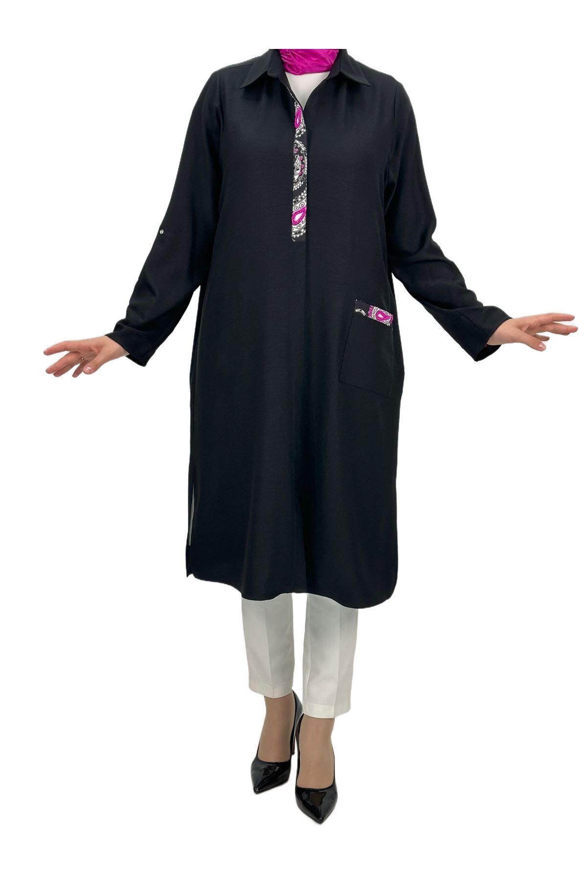 ottoman wear OTW60672 Büyük Beden Tunik Siyah