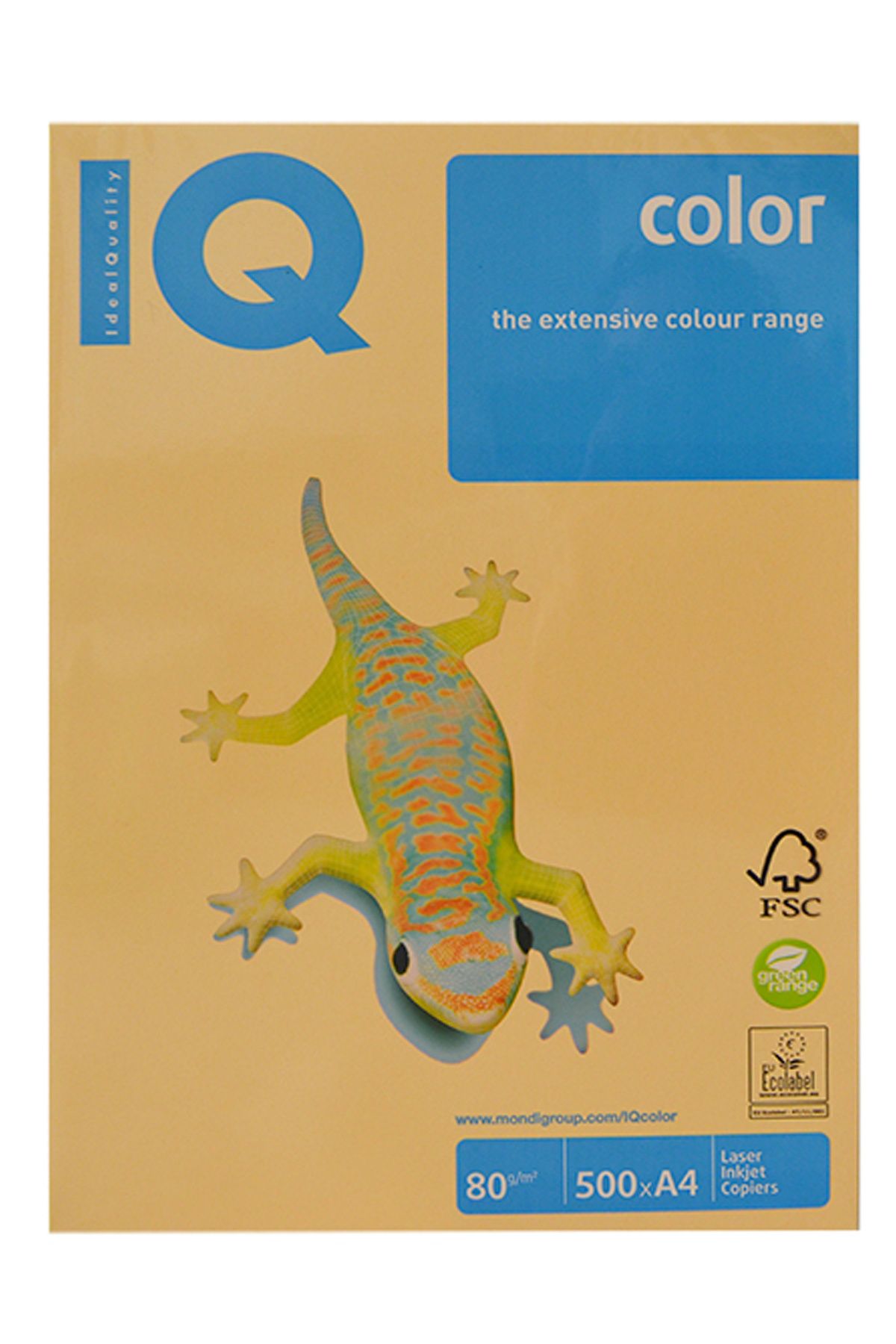 smore life Mondi IQ Color Renkli Fotokopi Kağıdı A4 80 Gram 500 Altın Sarısı