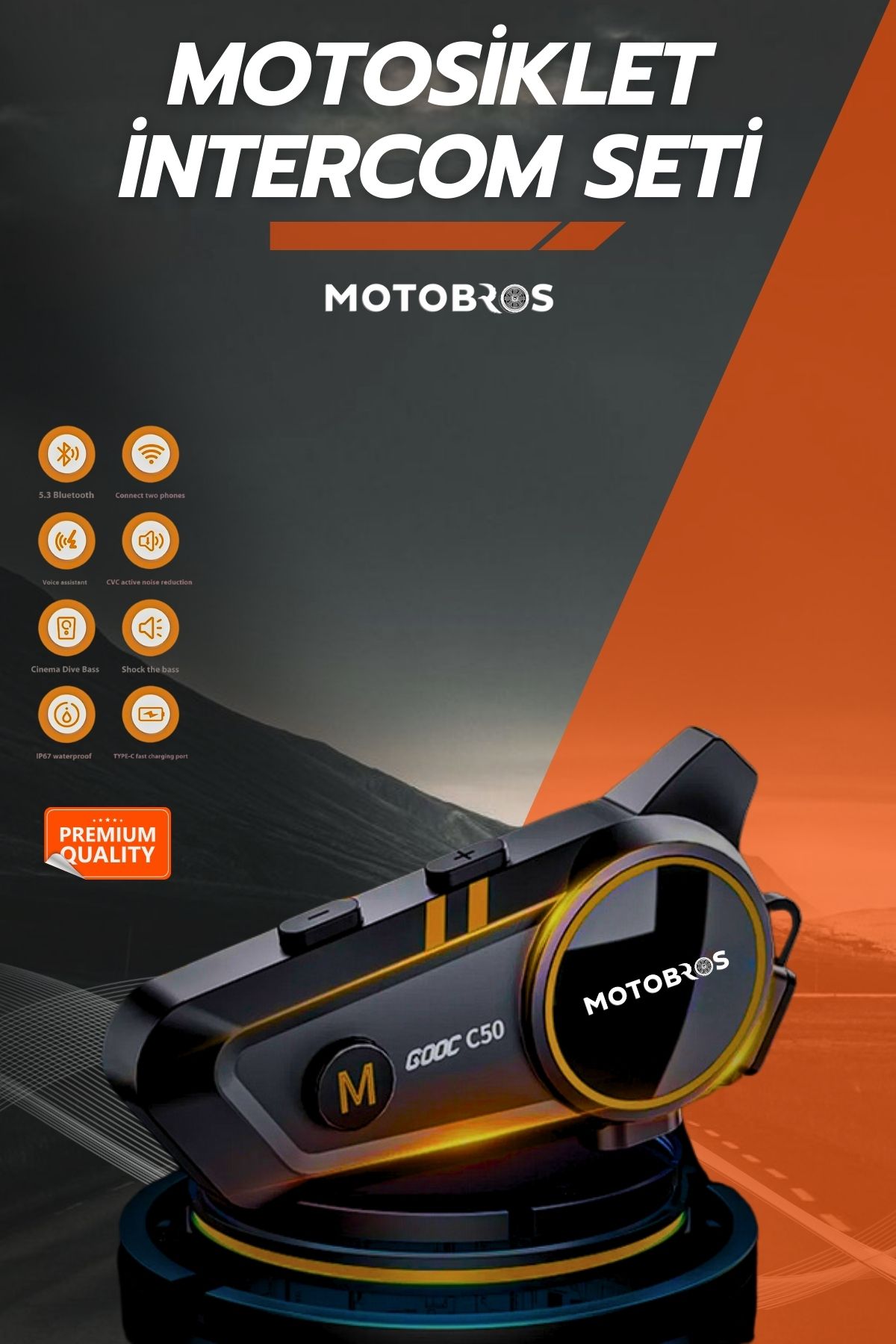 Motobros M.3 Motosiklet İntercom Seti İnterkom Kask Kulaklığı (ıp67 Sertifikalı)
