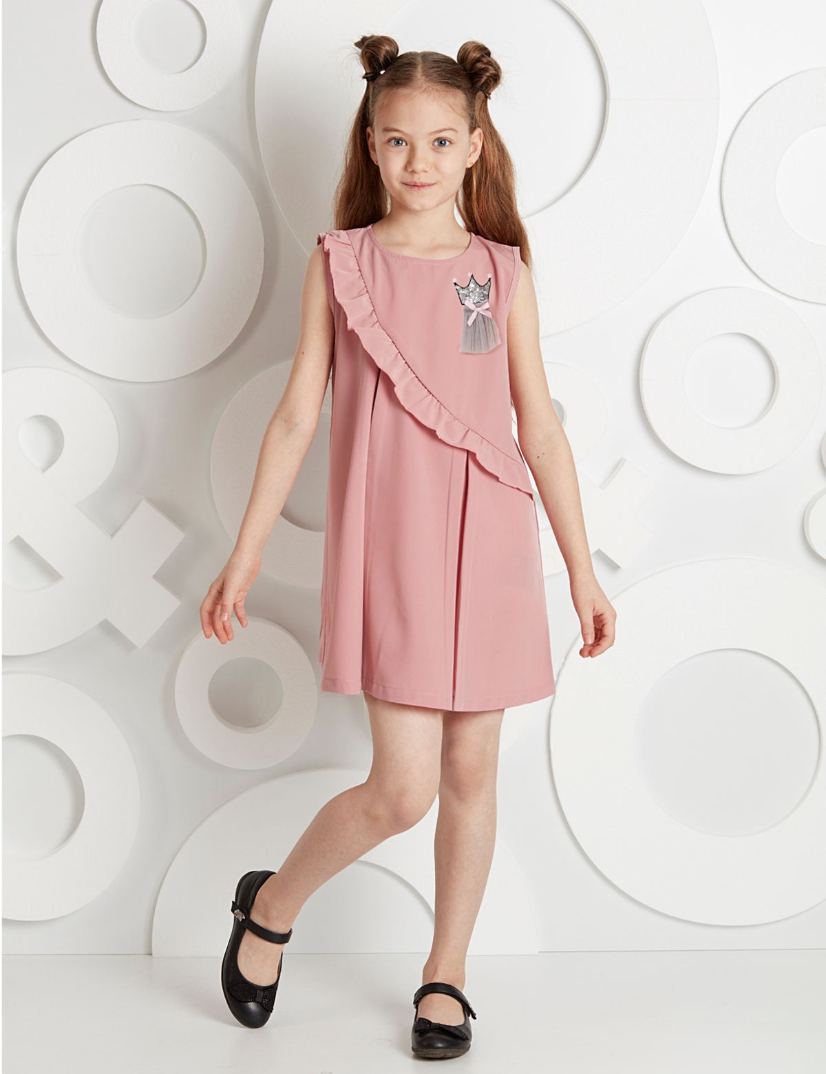 MSHB&G Çapraz Fırfırlı Kız Çocuk Elbise