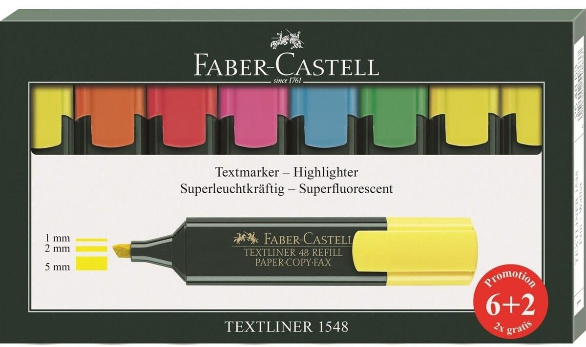 Faber Castell Fosforlu Kalem 8'li Set - Mat Gövde