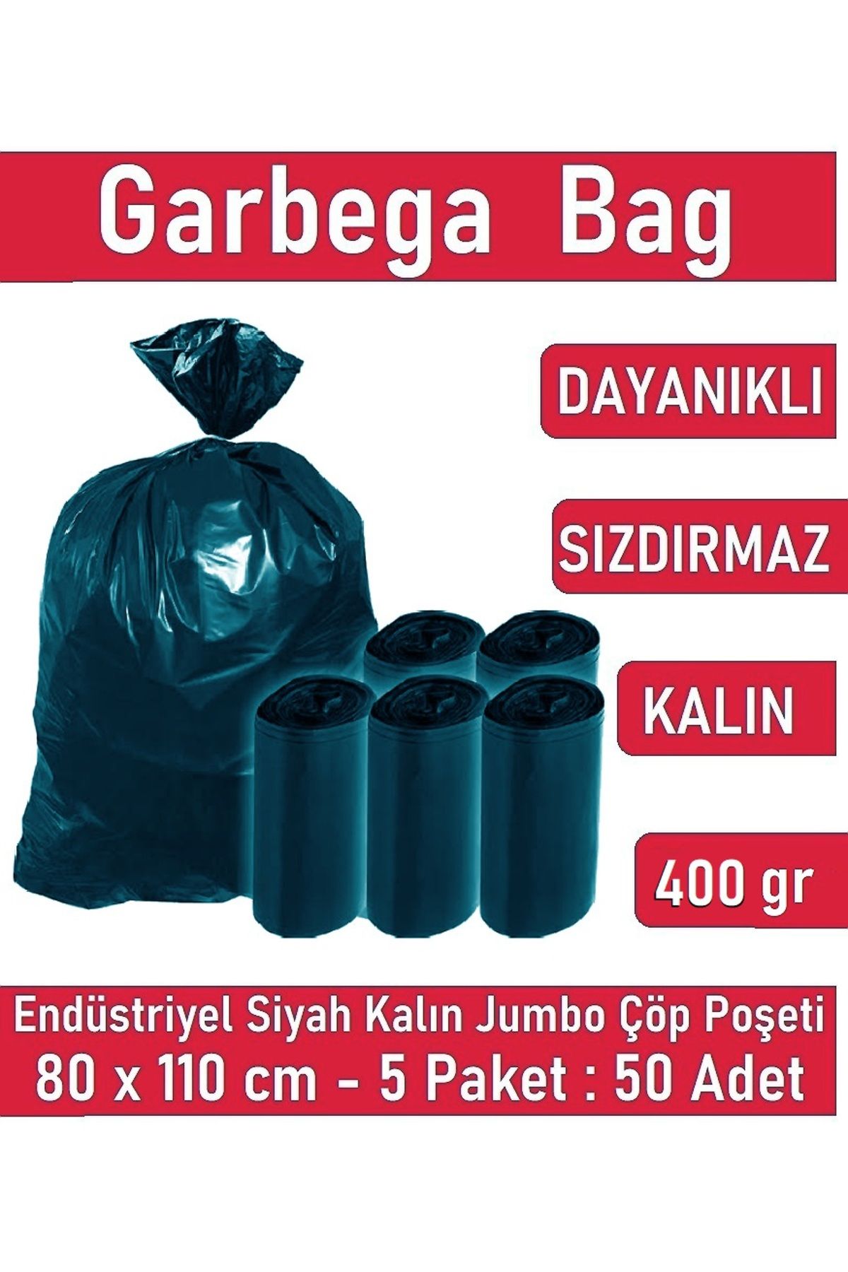 Aksaray İpek Temizlik Ambalaj Kalın Siyah Çöp Poşeti Jumbo Boy 80x110 Cm 400 gr 5 Paket : 50 Adet