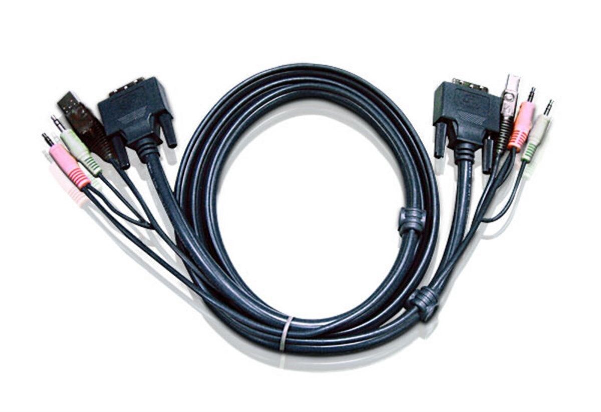 Aten USB DVI-D Dual Link Desktop KVMP Switch Kablosu, 3 Metre