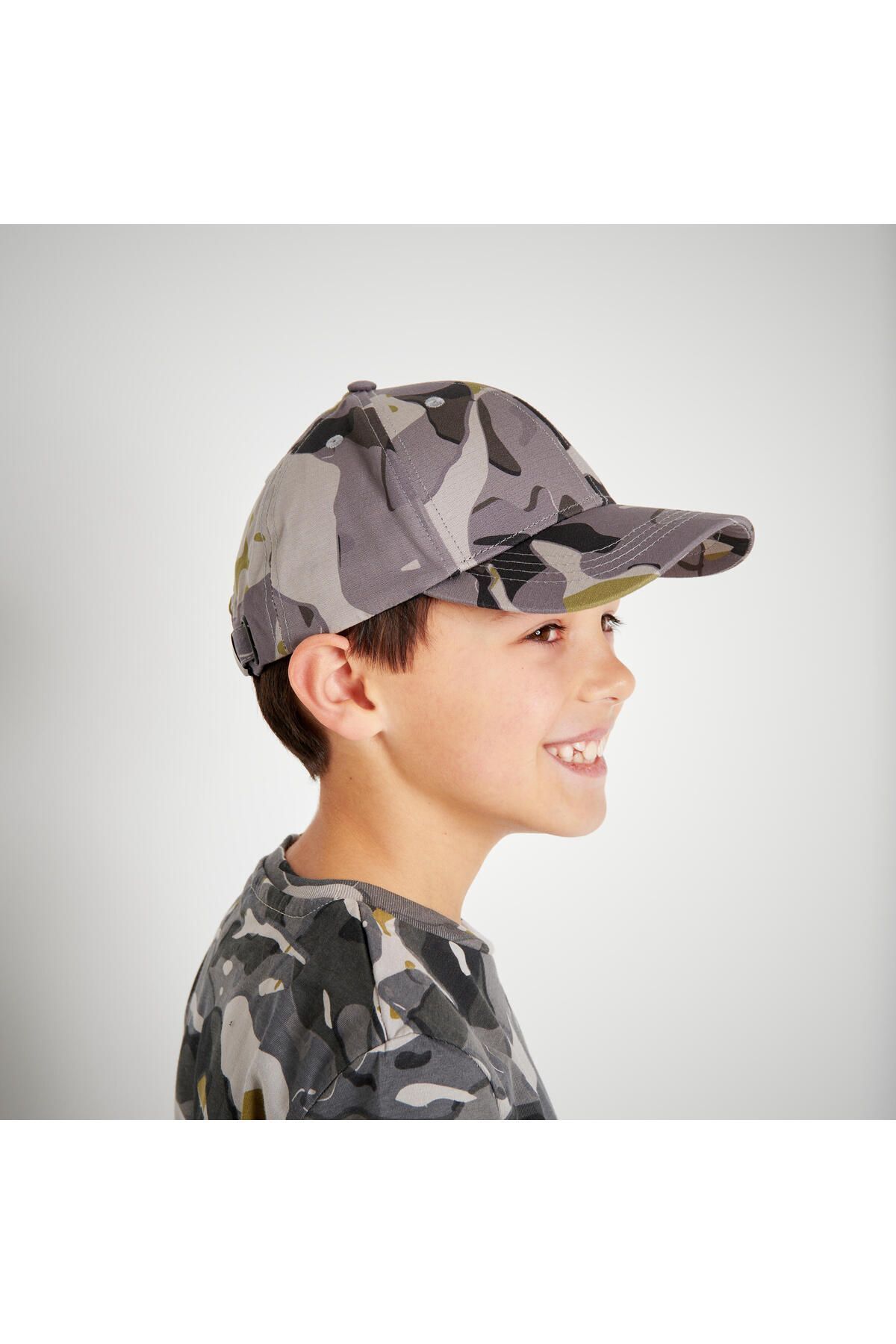Decathlon Çocuk Şapkası - Avcılık Ve Doğa Gözlemi - Gri / Kamuflaj Desenli - Woodland