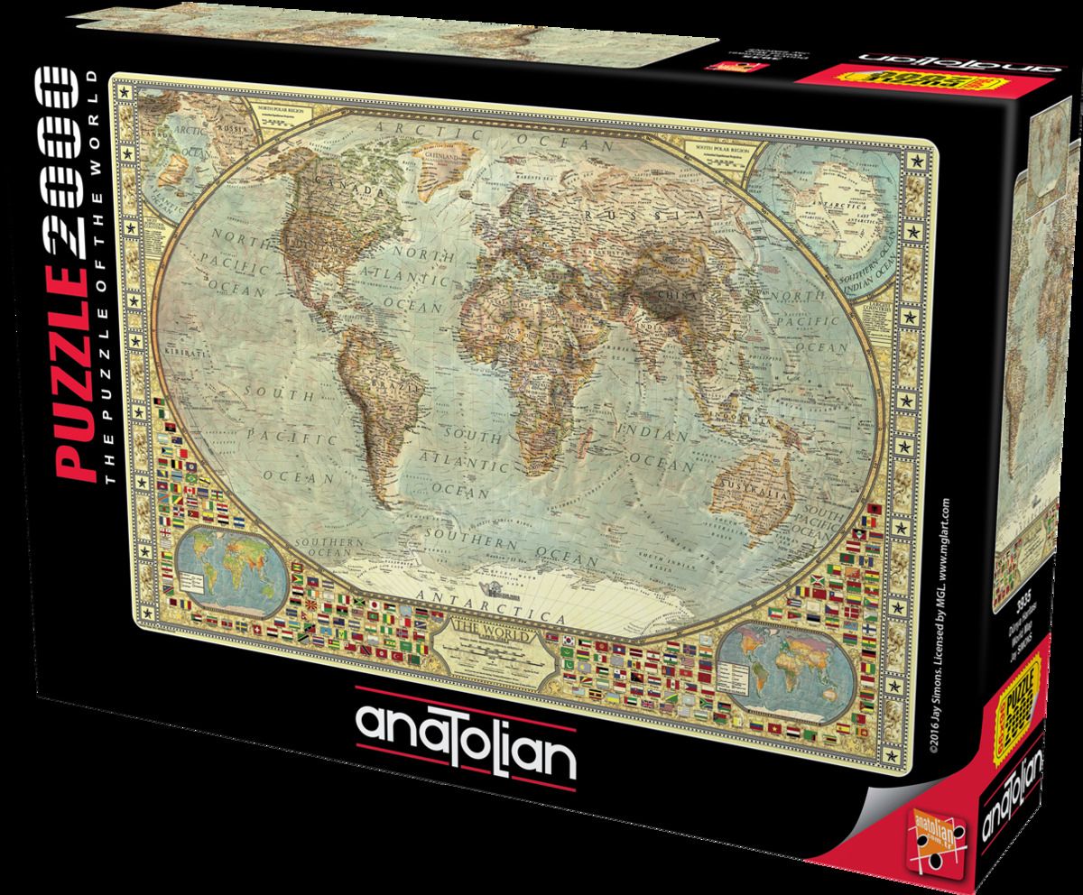 Anatolian Puzzle 2000 Parçalık Puzzle / Dünya Haritası - Kod:3935