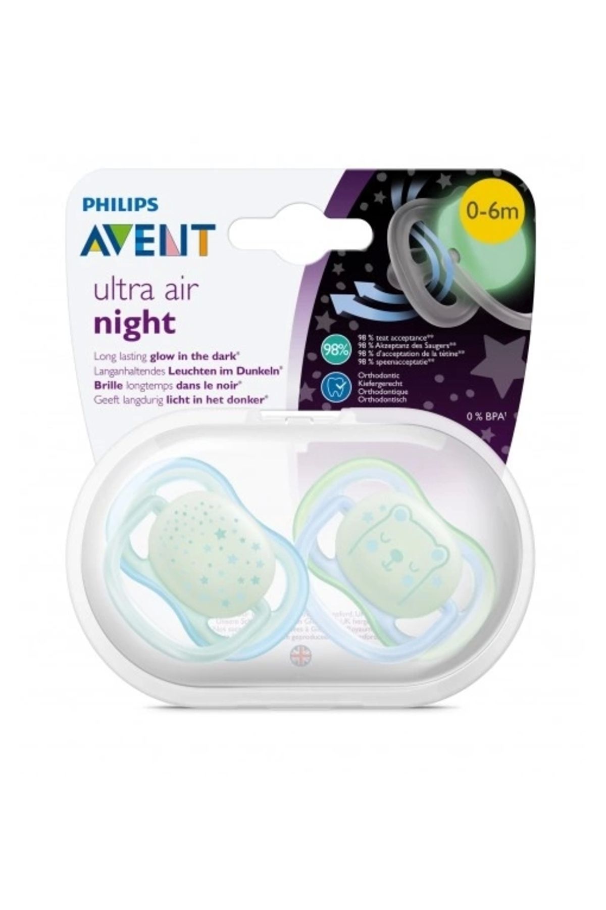 Philips Avent Ultra Air Night Karanlıkta Parlar Gece Emziği 0-6 Ay Erkek