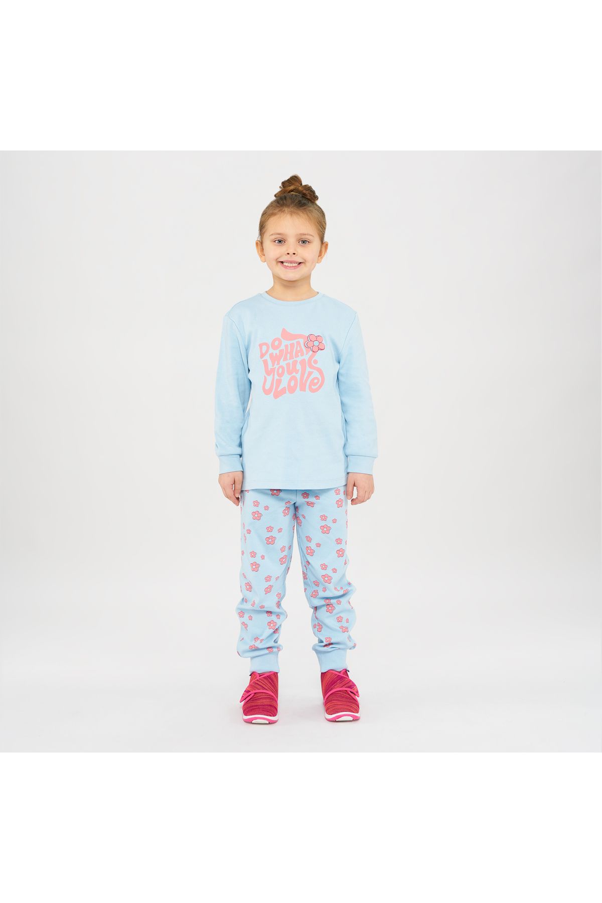 Panço Kız Çocuk Baskı Detaylı Pijama Takımı