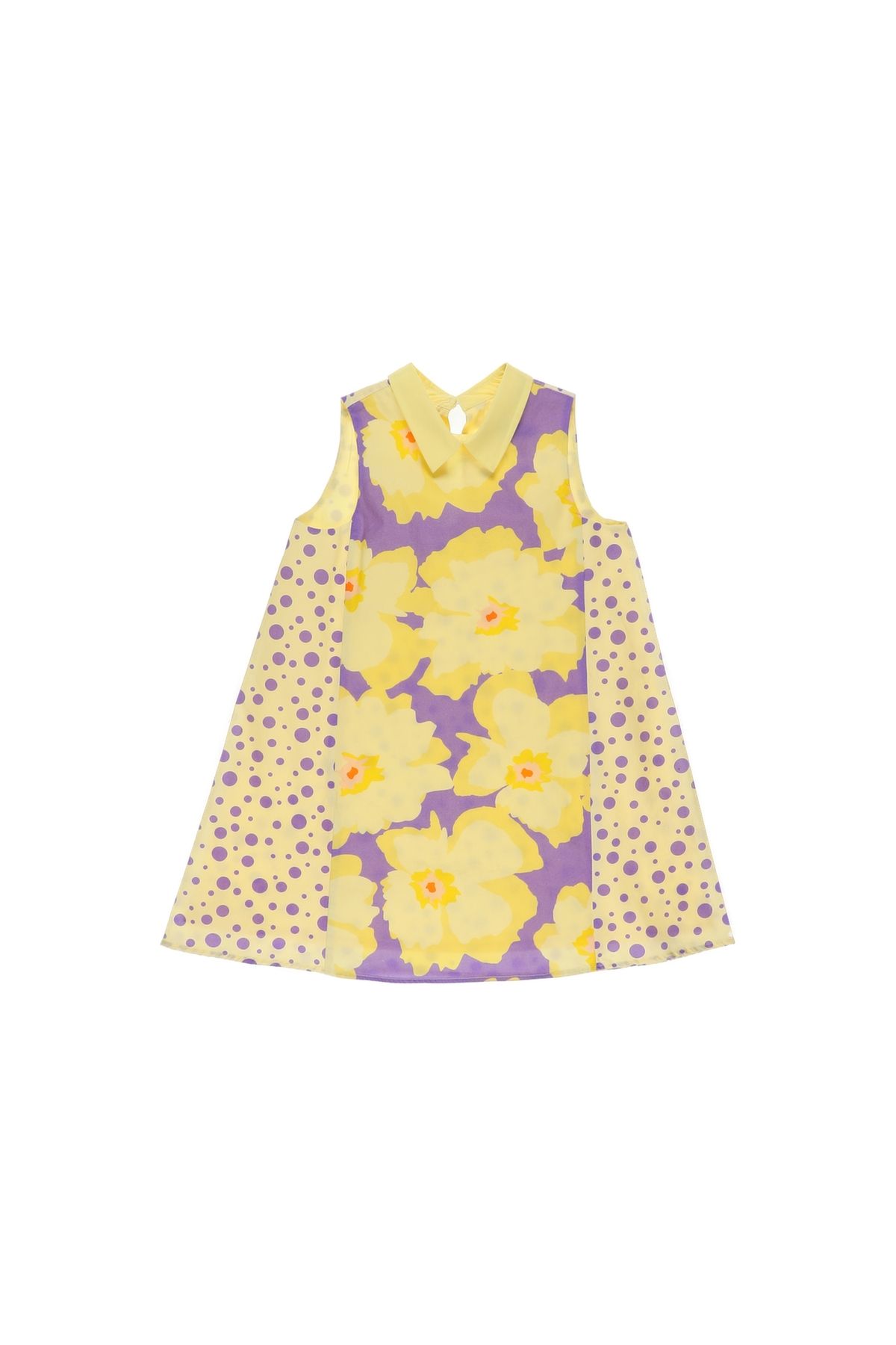 Panço Kız Çocuk Parçalı Desenli Elbise