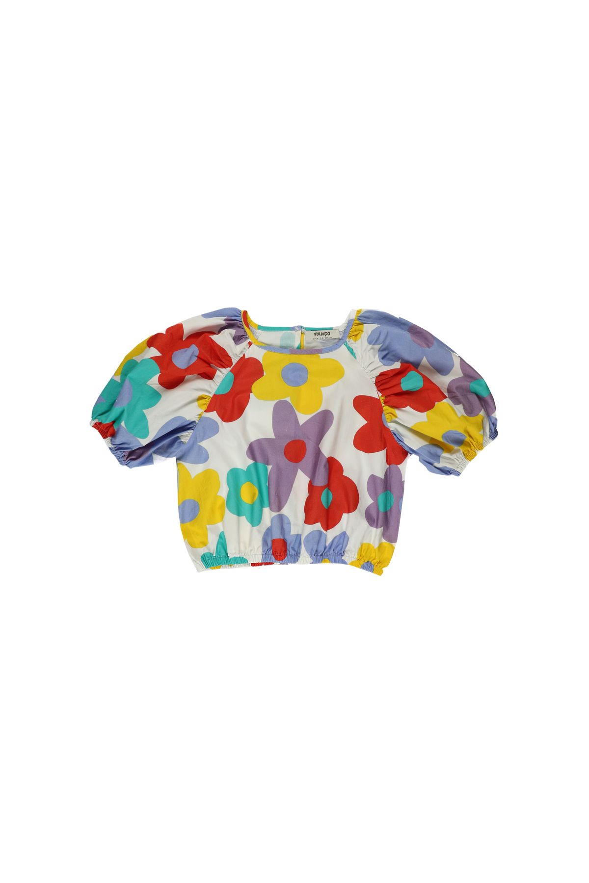 Panço Kız Çocuk Renkli Çiçek Desenli Bluz